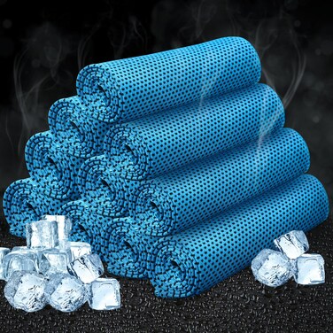 Honoson 10 Pcs Cooling Towel Bulk Breathable Chilly Towel Workout Cool Cold for Neck Face Microfiber Towel for Gym Travel Yoga Camping Running Outdoor Sport (Blue)