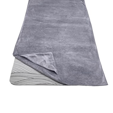 JBM Yoga Towel 72 inch x 26 inch Yoga Mat Towel Soft Non Slip Yoga Blanket Sweat Absorbent Folded Yoga Mat Towel for Yoga Meditation Pilates and Workout - One Size Fits All (Gray, Yoga Towel)