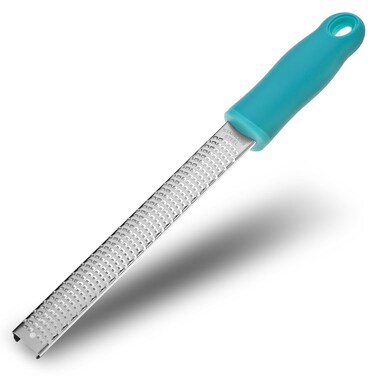 Lemon Zester, Stainless Steel Kitchen Cheese Grater, Plastic Cover Ergonomic Soft Blue Handle