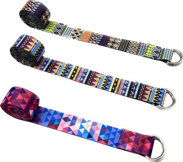 Aozora Yoga Strap for Stretching Yoga Bands Yoga Belt Pilates Straps with Extra Safe Adjustable D-Ring Buckle, 8 feet Non-Elastis Yoga Accessories for Pilates (Triangle-3 pack)
