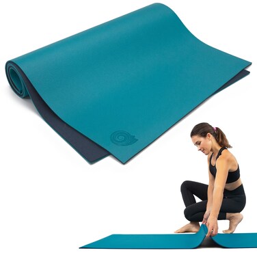 Koru Fold &amp; Roll Yoga Mat (Teal/Navy Blue)
