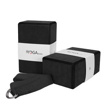 JBM Yoga Block 2 pack Plus Strap Cork Yoga Block Yoga Brick 6 colors - High Density EVA Foam Yoga Block to Support and Deepen Poses, Lightweight, Odor-Resistant and Moisture-Proof with Metal D-Ring