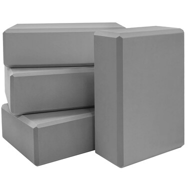 Yoga Blocks 4 Pack - Premium EVA Foam Bricks for Pilates Workout, Stretching, Meditation - Yoga Brick for Flexibility, Balance, Spine Strength, Non-slip and Lightweight Exercise Blocks,Grey