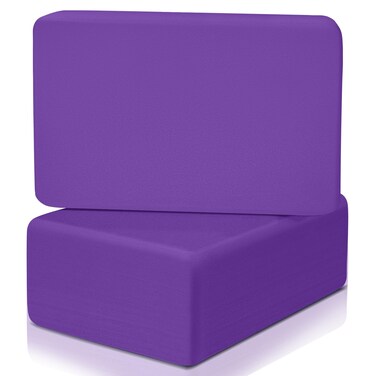 Yoga Blocks, Yoga Blocks 2 Pack, 9"x 6"x 3" Sturdy Foam Yoga Block, Supportive, Lightweight &amp; Odor Resistant, Fitness Accessories (Dark Violet)
