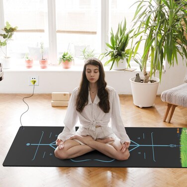 LekDrok Grounding Yoga Mat, 72x24inch, Earthing Sleep Pad for Physical Therapy, Exercise &amp; Workout Non Slip Mat, Reduce Anxiety and Improve Sleep, Black