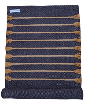 Jaipur Art &amp; Rugs Cotton Yoga Rug - Eco-Friendly Hand-Woven Thick Mat (24&rdquo;x72&rdquo;x5mm) for Everyday Fitness at Home - Comfortable &amp; Extra-Long (Mustard-Red)