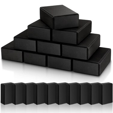 10 Pcs Foam EVA Yoga Blocks Lightweight Yoga Bricks Non Slip Supportive Foam Blocks Yoga Prop Accessories for Yoga Pilates Stretching and Meditation Women Men Yogi Yoga Beginners (Black, 120g)