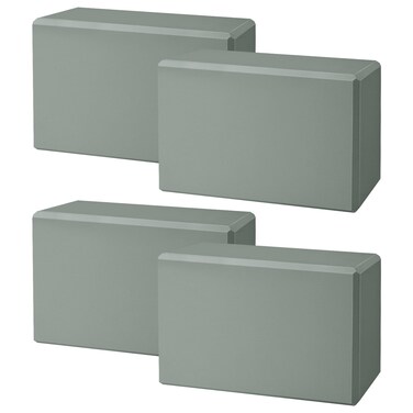4 Pack Yoga Blocks, Premium EVA Foam Brick for Pilates Workout, Stretching, Meditation, Flexibility, Balance, Spine Strength - Non-slip and Lightweight Exercise Blocks (Greyish-Green)
