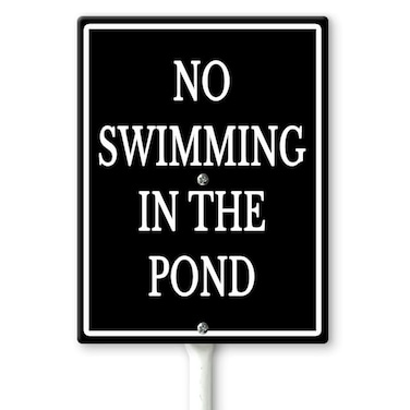 Ymaotrade No Swimming In The Pond Yard Sign with Stakes 7in&times;8.8in, Sturdy Aluminum Lawn Signs Rust Free, No Swimming Allowed Sign, Pool Sign for Swimming Pools Rives