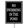 Ymaotrade No Swimming In The Pond Yard Sign with Stakes 7in&times;8.8in, Sturdy Aluminum Lawn Signs Rust Free, No Swimming Allowed Sign, Pool Sign for Swimming Pools Rives