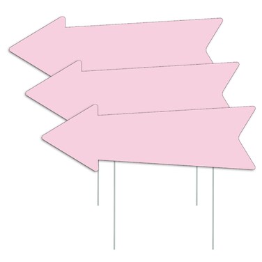 Pink Arrow Signs with Stakes 16 x 5 Inches,This Way Directional Arrow Yard Signs,Wedding Yard Signs, Birthday Party Signs (3)