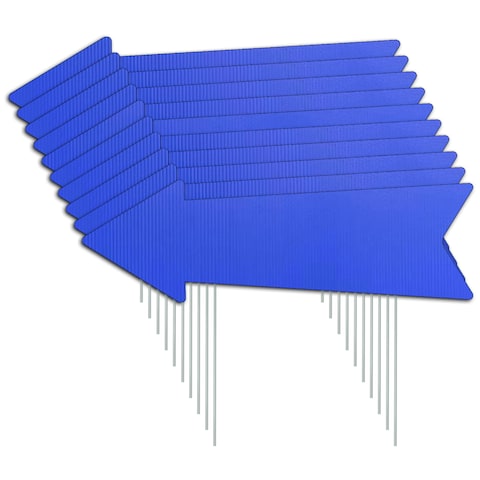 Blue Arrow Signs with Stakes 16 x 5 Inches,This Way Directional Arrow Yard Signs,Wedding Yard Signs, Birthday Party Signs (10)