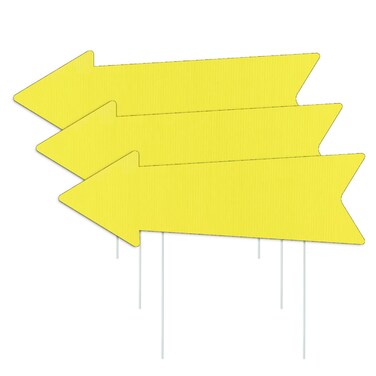 Yellow Arrow Signs with Stakes 16 x 5 Inches,This Way Directional Arrow Yard Signs,Christmas Party,Wedding Yard Signs, Birthday Party Signs (3)