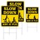 Slow Down Kid at Play Sign 15.5 x 13 Inch Double Sided Sign for Yard with Metal Wire Stake Waterproof Plastic Neighborhood Street Caution Yard Sign (2)