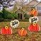 Fovths 3 Pieces Thanksgiving Metal Fall Pumpkins Garden Yard Sign Metal Fall Waterproof Yard Sign with Warm-light Giant Metal Pumpkin Yard Sign for Thanksgiving Harvest Outdoor Lawn Driveway Decor