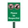 Please Be Respectful Sign No Dog Pooping or Peeing Sign for Yard   21&rdquo; Tall Stake &amp; Sign Kit, Laminated Rust-Proof Aluminum, USA-Made, 100+ Years of Sign Expertise