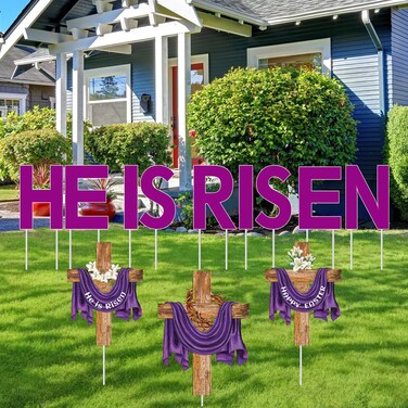 Xuhal 12 Pcs Christmas Winter Yard Signs with Stakes Snowflake Snowman Garden Signs Snow Display Stakes for Christmas Party Outdoor Pathway Decor(Cross)