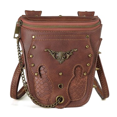 Small Crossbody Bag Shoulder Purse Leather Belt Pouch Waist Bag Fanny Pack Phone Holder Medieval Vintage Festival Renaissance Punk Costume Travel Wallet (Brown 091)