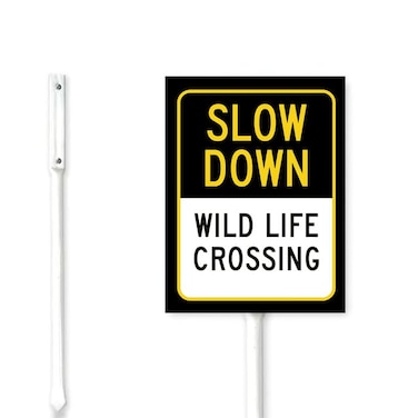 Bidesign (8X12) IN Slow Down Wildlife Crossing Metal Sign with Stakes Aluminium Protect Environment Yard Sign Stand For Walkway Road Business Outdoor Decorations
