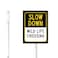 Bidesign (8X12) IN Slow Down Wildlife Crossing Metal Sign with Stakes Aluminium Protect Environment Yard Sign Stand For Walkway Road Business Outdoor Decorations