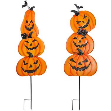 Ridota 2 Pack Halloween Yard Decoration Stakes, Trick or Treat Happy Halloween Yard Signs for Halloween Outdoor Decor