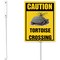 Houseuse Tortoise Crossing Sign With Stake Caution Tortoise Sign For Yard 7X8.8Inch Decorative Farm Aluminium Outdoor Garden Lawn Art And 12.8&quot; Stake Kit