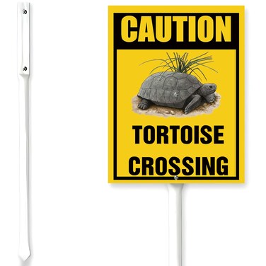 Houseuse Tortoise Crossing Sign With Stake Caution Tortoise Sign For Yard 7X8.8Inch Decorative Farm Aluminium Outdoor Garden Lawn Art And 12.8" Stake Kit