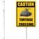 Houseuse Tortoise Crossing Sign With Stake Caution Tortoise Sign For Yard 7X8.8Inch Decorative Farm Aluminium Outdoor Garden Lawn Art And 12.8" Stake Kit