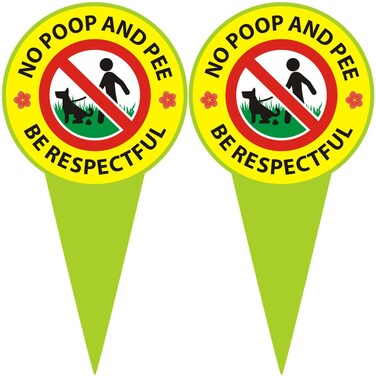 No Dog Poop Signs for Yard with Stake (2 Pack) 11.8" x 5.9" Double Sided No Pooping Dog Sign - Be Respectful - Stop Dogs from Pooping or Peeing On Your Lawn/Yard (11.8" x 5.9")