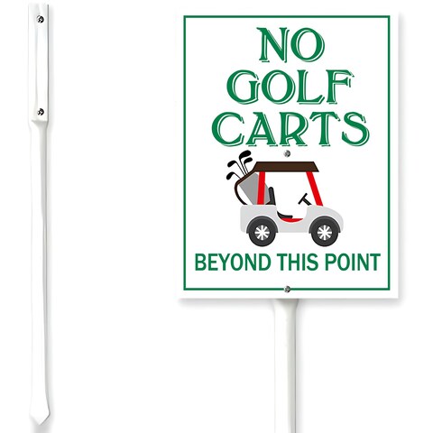 Houseuse Golf Sign With Stake No Golf Carts Beyond This Point Parking Sign Lawn With Stake 8x12 Inch Waterproof Aluminium Signs Club Course Lawn Yard Signs Outdoor Stake Kit