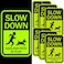 Xuhal 6 Pack Reflective Slow Down Kids and Pets at Play Signs 16 x 11 Inch Waterproof Aluminum Children Playing Safety Warning Sign for Neighborhood Street Children Playing Yard Road Signal(Green)