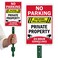 SmartSign 10 x 7 inch 'No Parking Violators Towed, Private Property, 24 Hour Surveillance' LawnPuppy Yard Sign and 18 inch Stake Kit, 40 mil Laminated Rustproof Aluminum, Set of 1, USA-Made