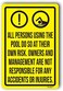Warning Sign,Pool Rules Sign,Pool Safety Sign "All Persons Using The Swimming Pool Do So At Their Own Risk." 8"X12" Metal Aluminum Sign