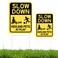 Slow Down Sign With Metal Stake, Kids and Pets at Play Sign, 16" x 12" Corrugated Plastic Double Sided Yard Sign, Child Safety Caution Signs, Children Sign for Street, Lawn Neighborhoods