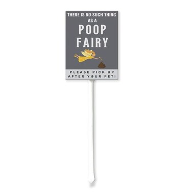 Eveokoki Poop Fairy Please Pick Up Your Poop Yard Signs with Metal Stakes, 4.6" x 6", UV Protected &amp; Waterproof,Fade Resistant,Easy Install Resistant,Outdoor Use