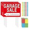 Garage Sale Sign, 3PCS Double Sided Yard Sale Signs with 6 Metal Stakes &amp; 960 Sale Price Labels, Large Font, Fluorescent Neon Color, All-Weather Plastic Sign with Arrow for Garage Sale, Outdoor Estate