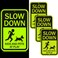 Xuhal 3 Pack Reflective Slow Down Kids and Pets at Play Signs Children Playing Safety Signs for Neighborhoods 16x11in Rustproof Aluminum Kids at Play Sign for Driveway or Yard Indoor Outdoor (Green)