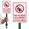 SmartSign 10 x 7 inch &ldquo;No Glass Allowed In Pool Area&rdquo; LawnPuppy Yard Sign with 18 inch Stake, 40 mil Laminated Rustproof Aluminum, Multicolor, Set of 1, Made in USA