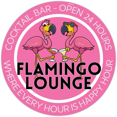 Venicor Flamingo Lounge Sign - 12 x 12 Inches - Aluminum - Pink Flamingo Gifts for Women - Outdoor Flamingo Yard Decor Party Supplies Decorations