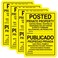 Tandefio 4 Pcs No Trespassing Signs Private Property 10" x 7" Bilingual English Spanish Reflective Aluminum Posted Signs Metal No Hunting Signs for Indoor Outdoor Hunting Fishing Trapping (Yellow)