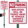 SmartSign 12 x 10 inch &ldquo;No Parking - Violators Towed Away At Vehicle Owner's Expense&rdquo; Yard Sign with 3 foot Stake, 40 mil Aluminum, 3M Laminated Engineer Grade Reflective, Red and White, Set of 1