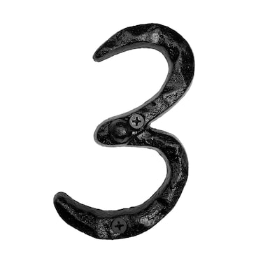 HEMYLU 5.3 Inch Case Iron House Numbers with Wrought Iron Nails Pattern, Black Address Number Sign for Outside, Rustic Mailbox Number for Yard and House, No.3