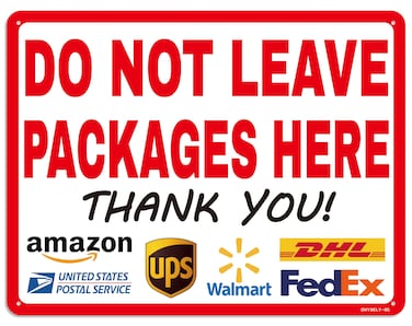 9 x 12 inch Do Not Leave Packages Sign Aluminum Delivery Sign for Outdoor Use Delivery Instructions for Amazon USPS UPS Walmart DHL Fedex,Easy to Mount
