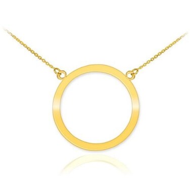 14k Yellow Gold Circle of Life Pendant Karma Necklace, 18
