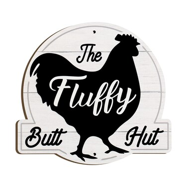 Zzbakress The Fluffy Butt Hut Signs,Chicken Coop Sign,Home Chicken Shed Decor (white)