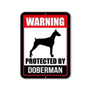 Honey Dew Gifts, Warning Protected By Dobermann, Beware of Dog Metal Aluminum Sign, 9 Inch by 12 Inch, HDG-1064