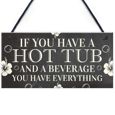 Meijiafei Hot Tub Sign Garden Sign Summer House Plaque Alcohol Gift Friendship Gift 10" X 5