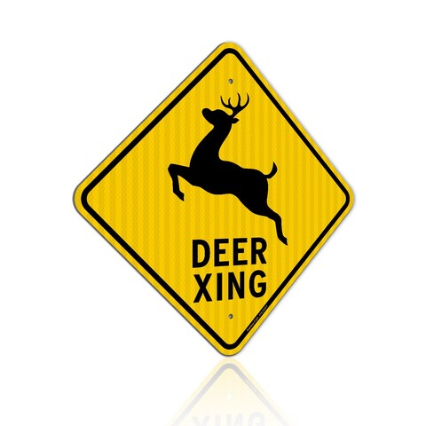 Faittoo Deer Crossing Sign,18&quot; x 18&quot; Engineer Grade Reflective Aluminum Sign, Weather Resistant, Waterproof, Durable Ink, Easy to Install