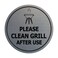 Circle Please Clean Grill After Use Sign - BBQ Cleaning Signage - Shared Living Space Etiquette Signs (Brushed Silver) - Small 1 Pack