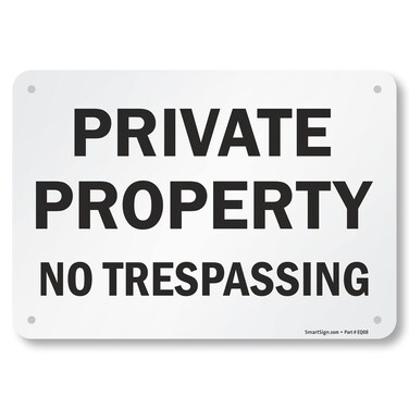 SmartSign 7 x 10 inch &ldquo;Private Property - No Trespassing&rdquo; Metal Sign, 40 mil Laminated Rustproof Aluminum, Black and White, Made in USA